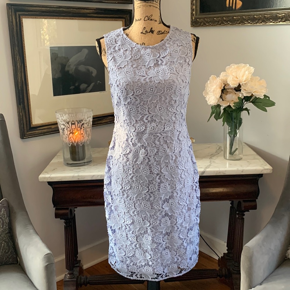 Banana Republic Lace Easter Spring Dress Periwinkle blue purple S 6 gorgeous